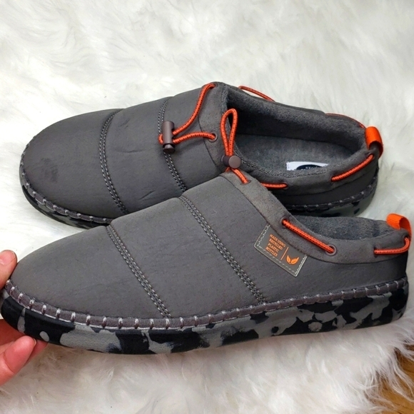 Dr. Scholl's Men's Cozy Bro Grey Nylon Slippers 8M Camo NWT NEW - Picture 11 of 13